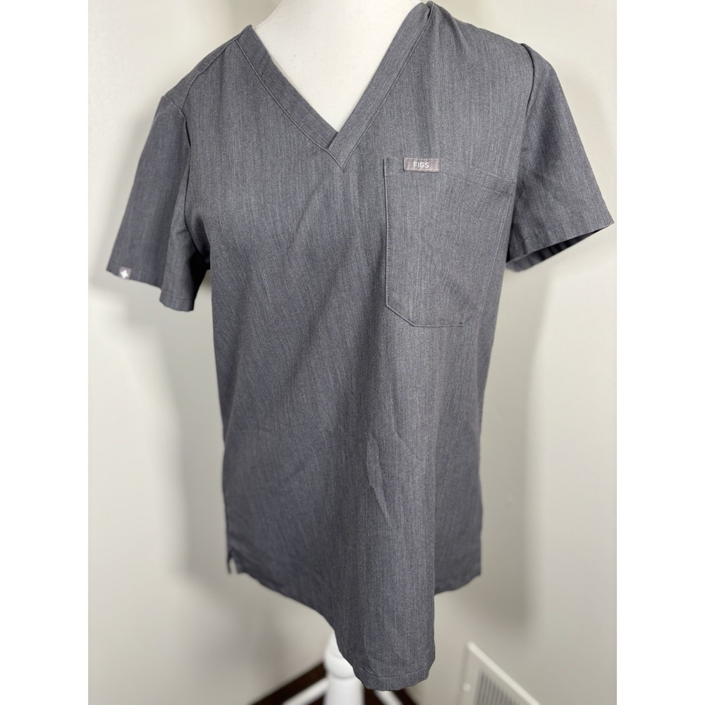 Figs Catarina One Pocket‎ Scrub Top Shirt Gray Women's Size Small